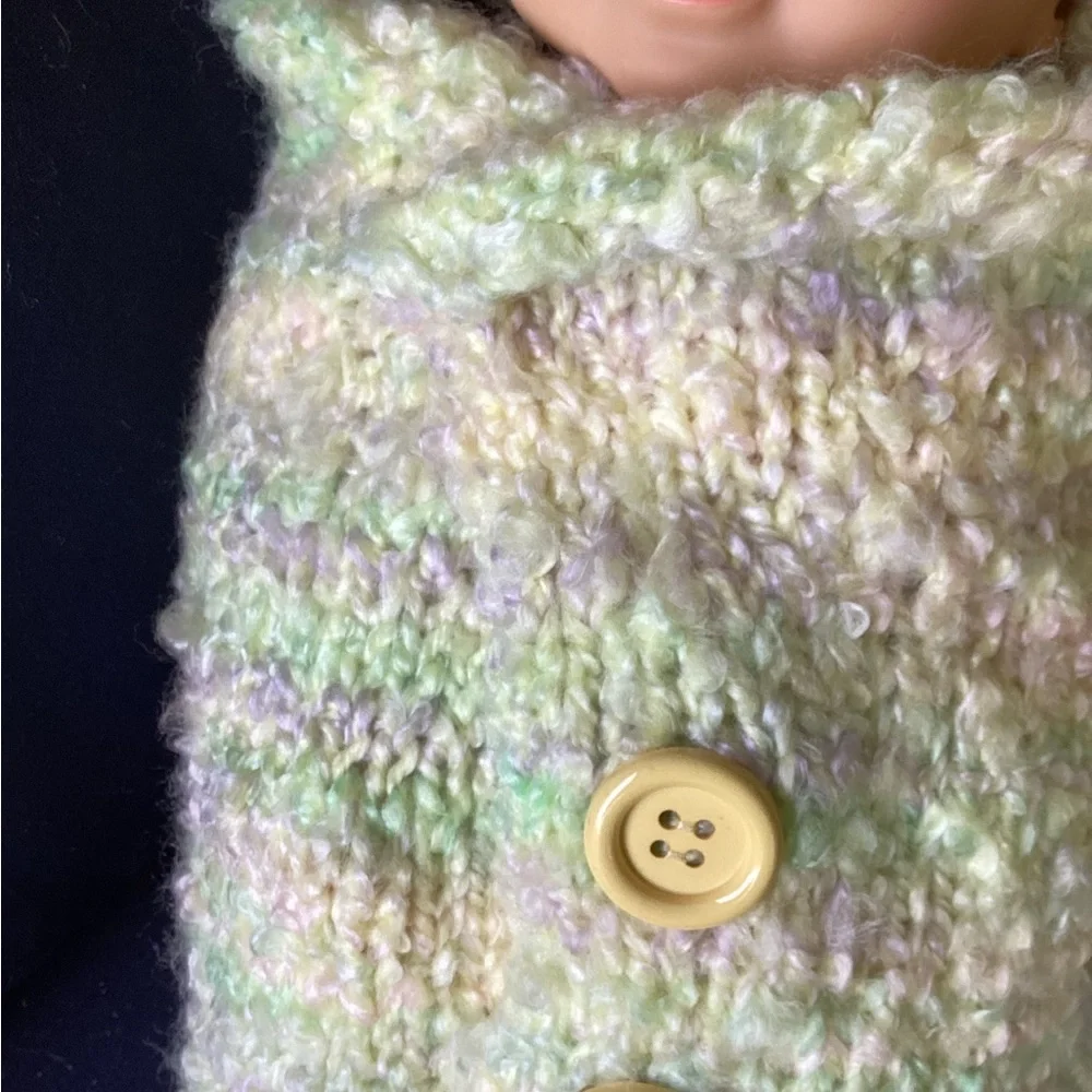 Baby Cocoon One Piece Hand Crafted Yellow Green Swaddler Cozy Knit